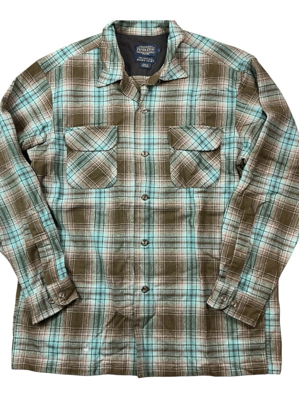 Y2K Pendleton wool Plaid Button-Front Long Sleeve board shirt SZ L